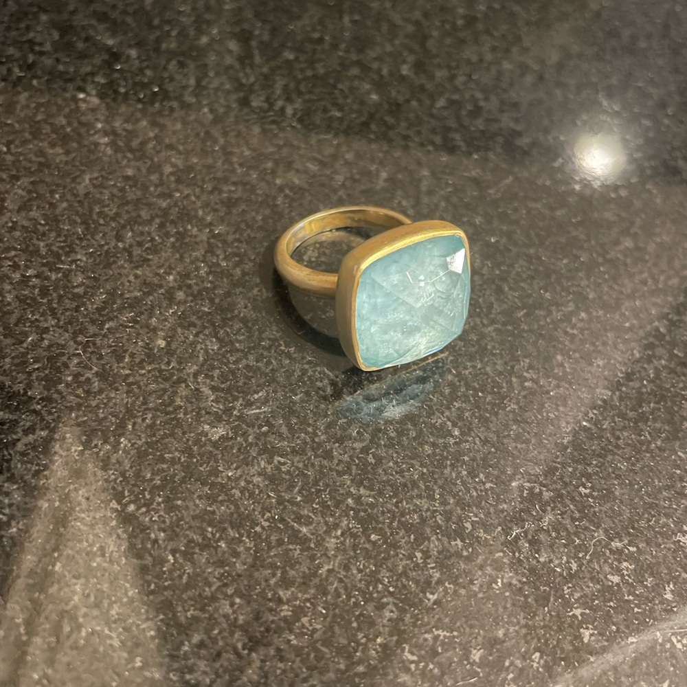 New Aqua Marine stone ring sterling silver